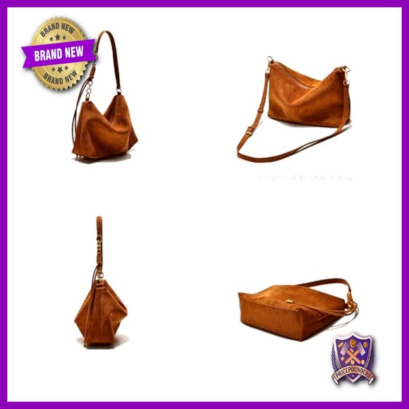 Faux Suede Hobo Shoulder Bag Adjustable Strap Crossbody Minimal Chic Versatile - Picture 5 of 7